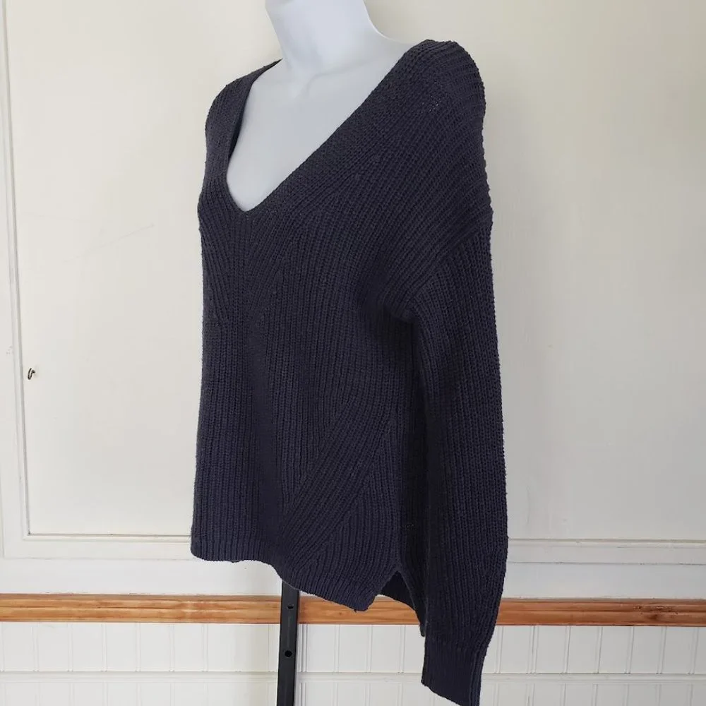 Madewell Womens Sweater XXS Navy Blue Pullover V-neck Cotton Long Sleeve NEW - Picture 4 of 12